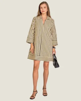 The Judy: Long Sleeve Stripe Collared Mini Dress