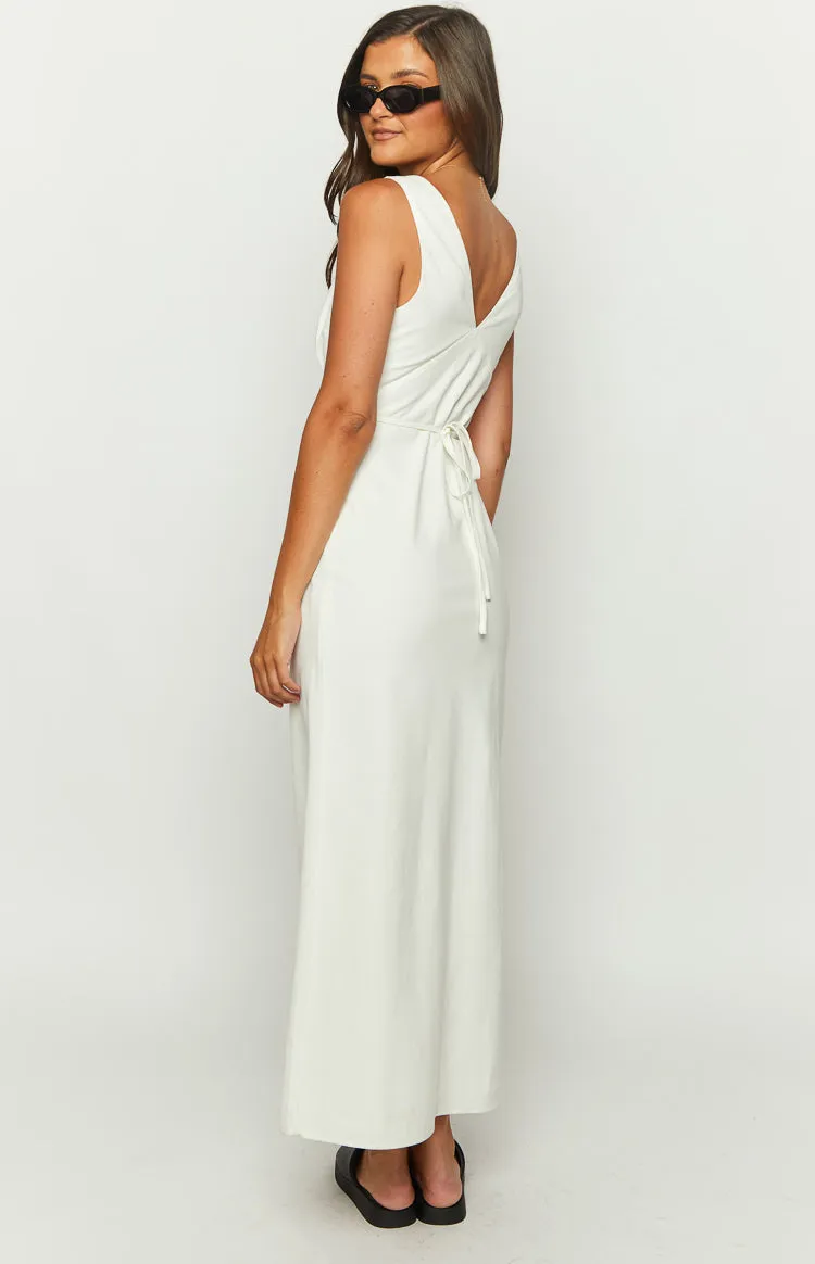 Verlaine White Linen Blend Maxi Dress