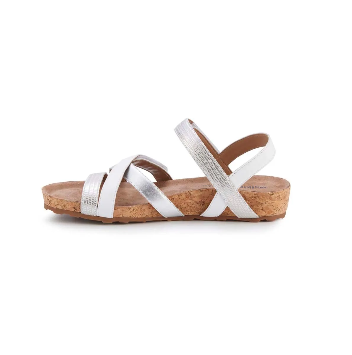 Walking Cradles Wc Pool Women Strappy Sandal In White & Silver Multi Leather