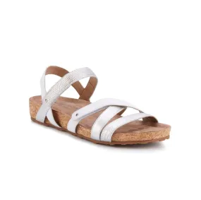 Walking Cradles Wc Pool Women Strappy Sandal In White & Silver Multi Leather