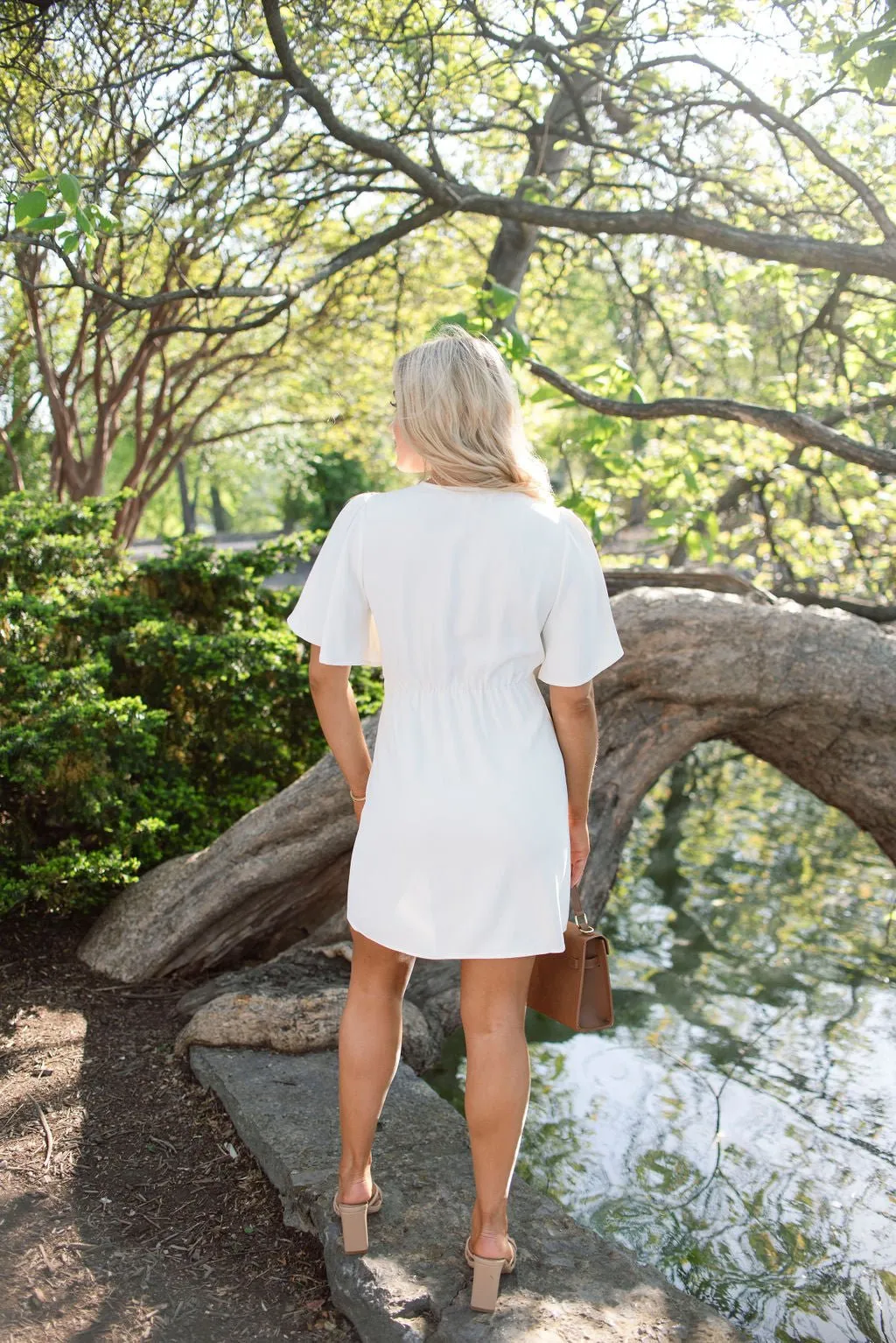 White Short Sleeve Wrapped Mini Dress - FINAL SALE