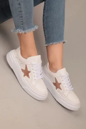 White/Rose Gold Fashion Sneakers